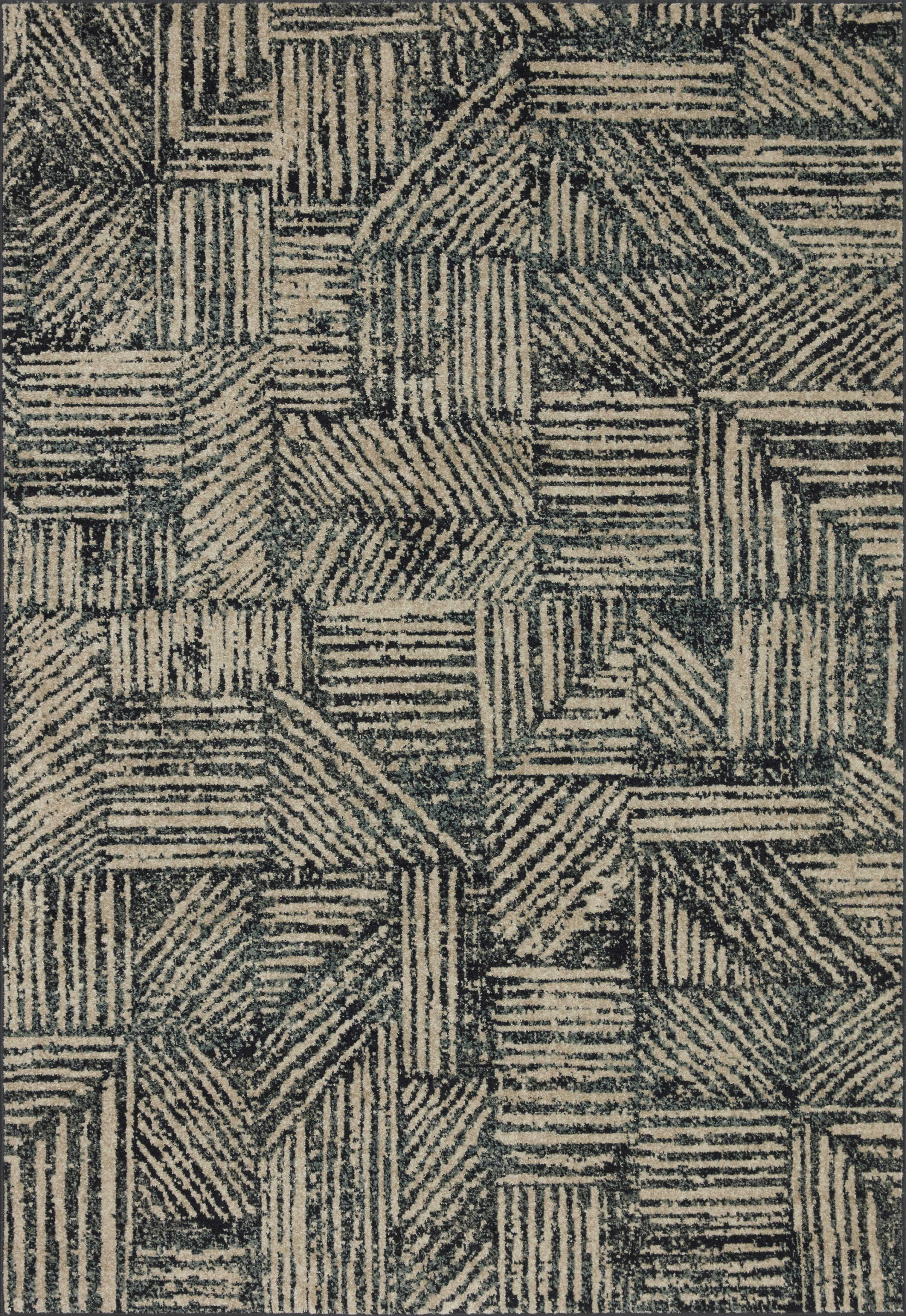 Loloi Bowery BOW-01 Midnight / Taupe Geometric Area Rug 18" x 18" Sample