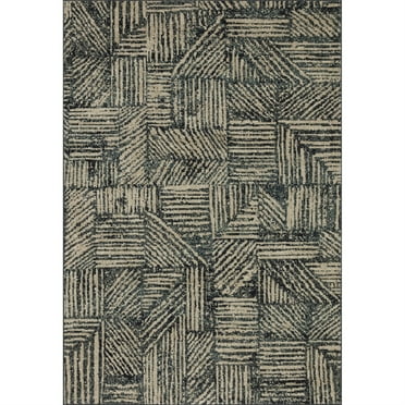 Loloi II Bowery BOW-01 Midnight / Taupe Geometric Area Rug 18" x 18" Sample