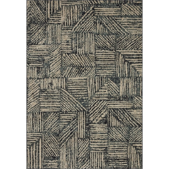 Loloi Bowery BOW-01 Midnight / Taupe Geometric Area Rug 2'-3" x 7'-6"