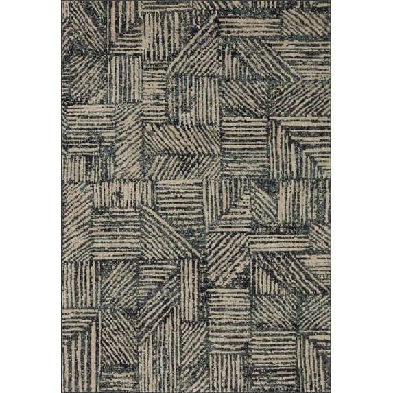 Loloi Bowery BOW-01 Midnight / Taupe Geometric Area Rug 4'-0" x 6'-0"
