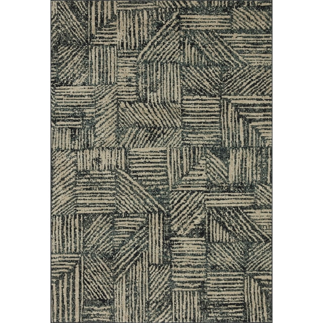 Loloi II Bowery BOW-01 Midnight / Taupe Geometric Area Rug 4'-0" x 6'-0"