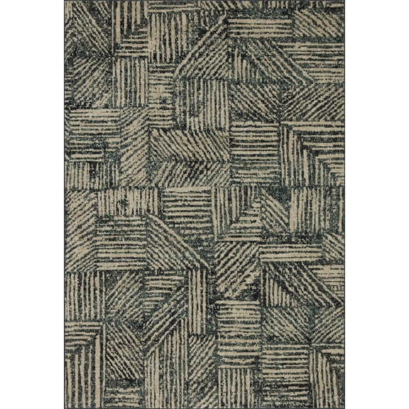 Loloi Bowery BOW-01 Midnight / Taupe Geometric Area Rug 5'-5" x 7'-6"