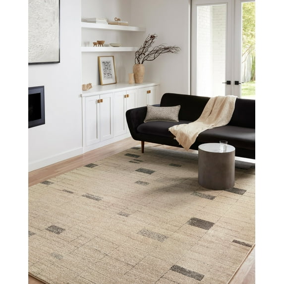 Loloi Bowery BOW-02 Slate / Taupe Geometric Area Rug 18" x 18" Sample