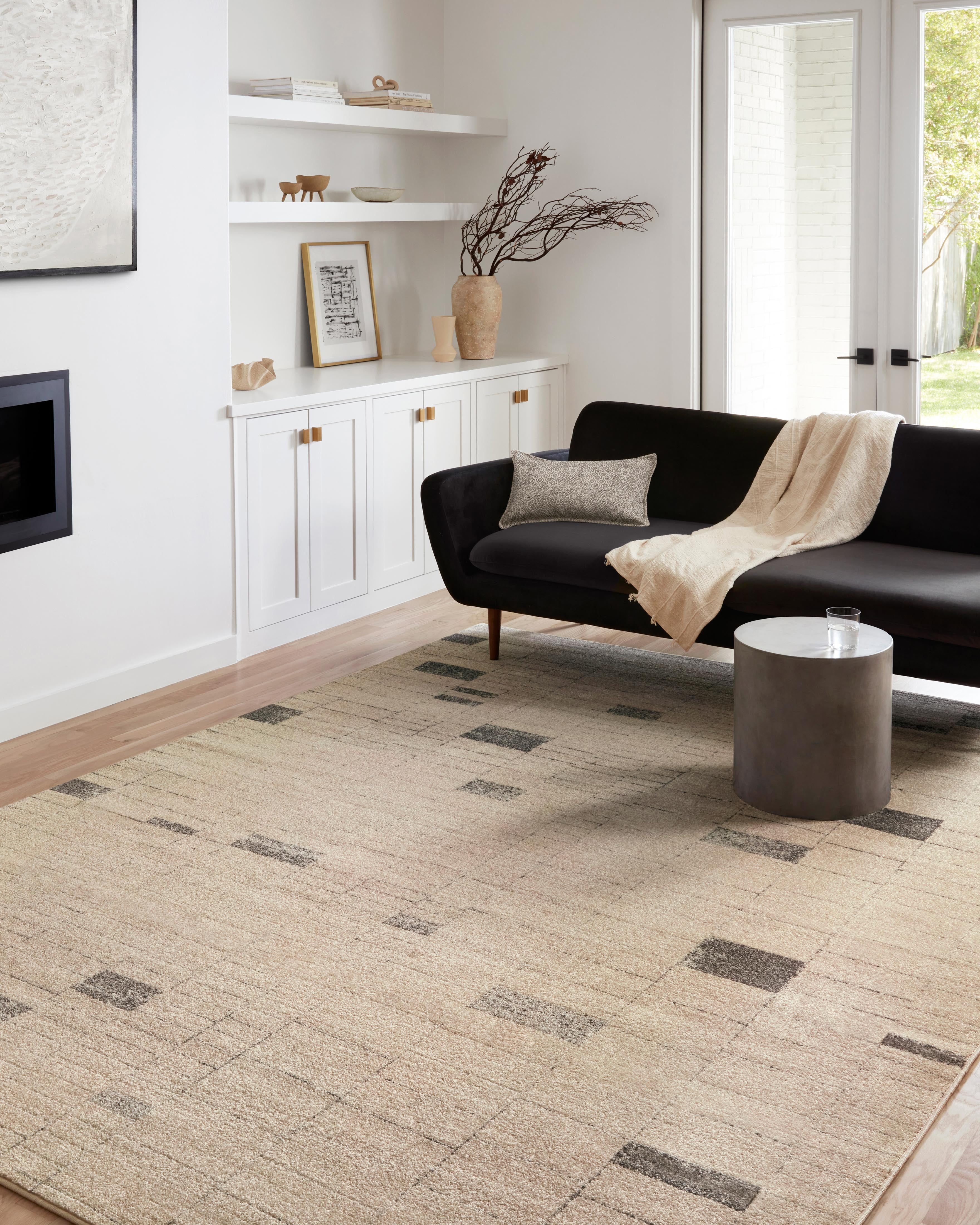 Loloi Bowery BOW-02 Slate / Taupe Geometric Area Rug 5'-5" x 7'-6"