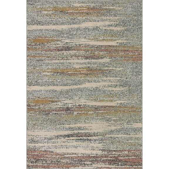 Loloi Bowery BOW-04 Pebble / Multi Abstract Area Rug 5'-5" x 7'-6"
