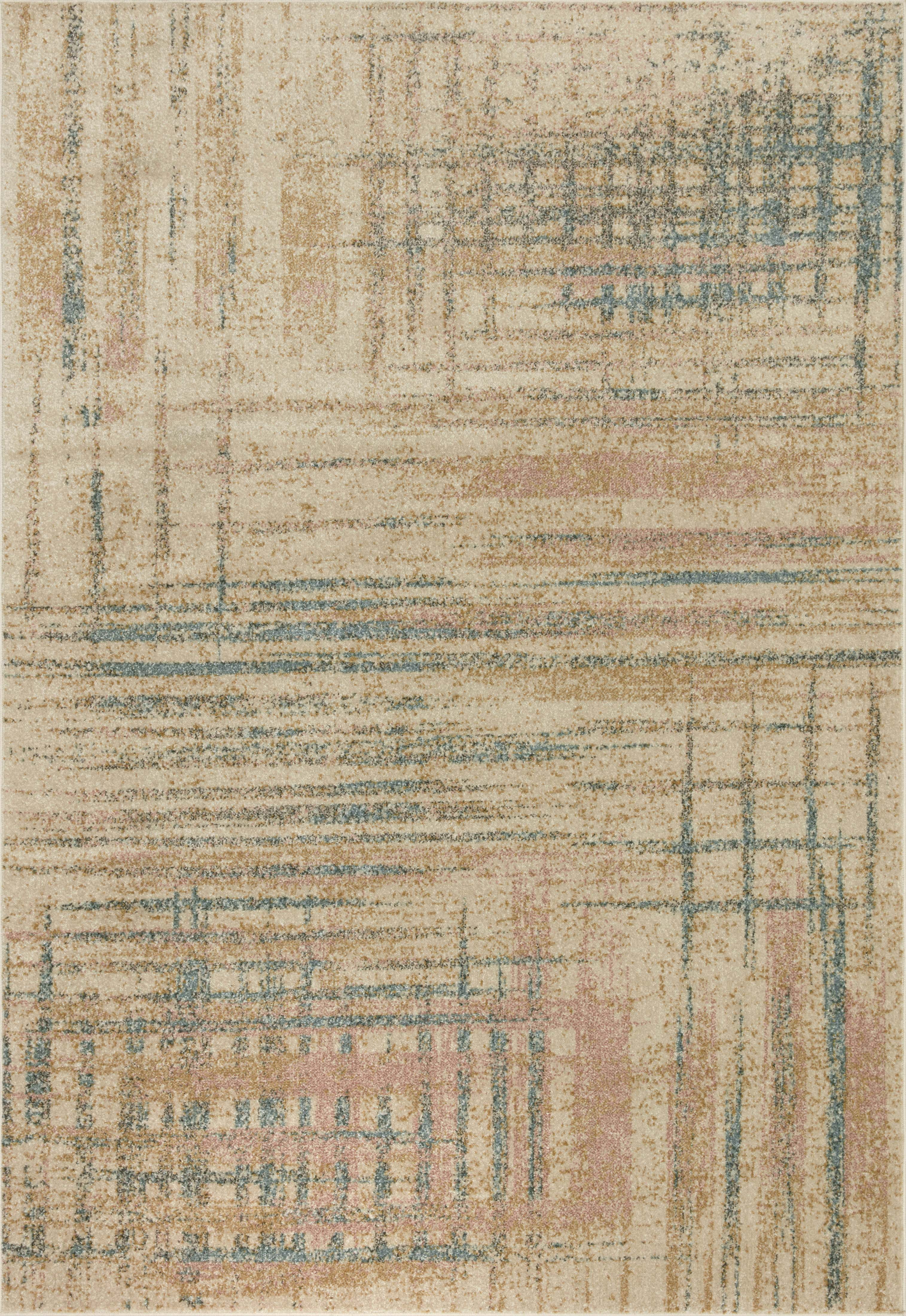 Loloi Bowery BOW-07 Beige / Multi Abstract Area Rug 18" x 18" Sample