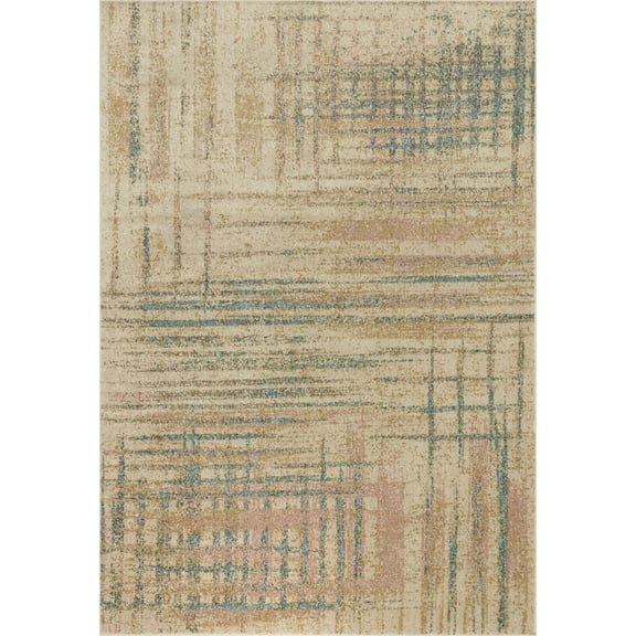 Loloi II Bowery BOW-07 Beige / Multi Abstract Area Rug 18" x 18" Sample