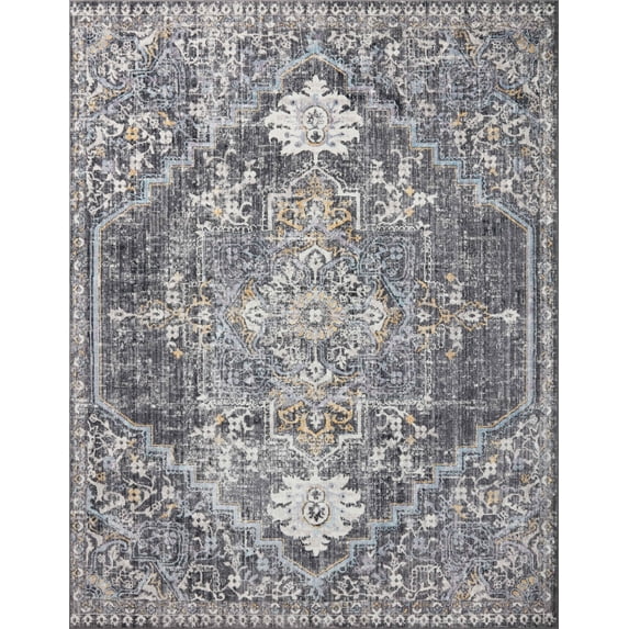 Loloi Cassandra Collection CSN-02 Charcoal / Gold Oriental Area Rug 9'-3" x 13'