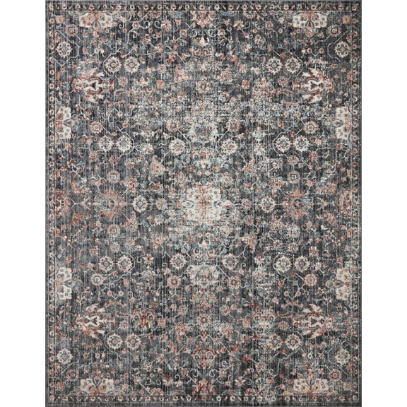 Loloi II Cassandra Collection CSN-03 Charcoal / Rust Oriental Area Rug 18" x 18" Sample