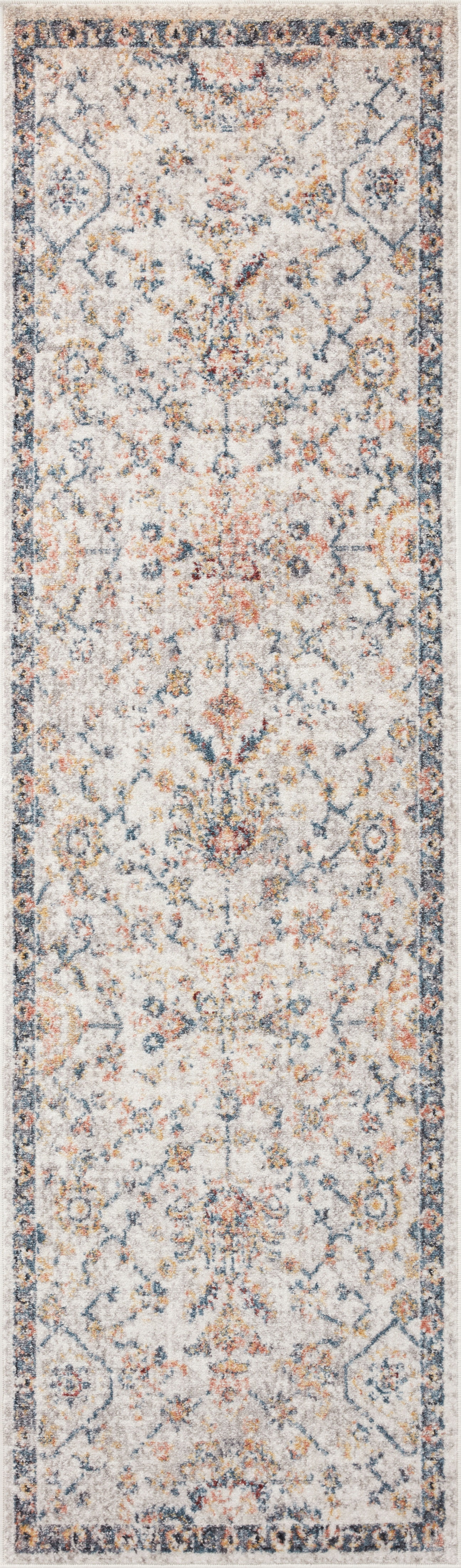 Loloi Cassandra Collection CSN-03 Dove / Navy Oriental Area Rug 2'-6" x 10'-0"