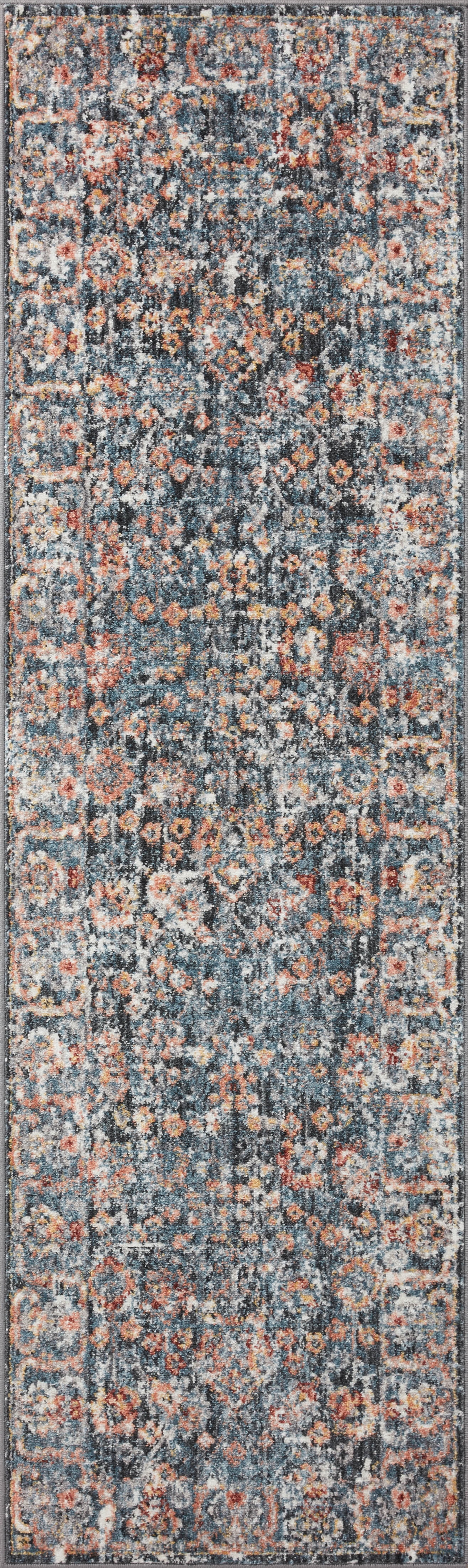 Handmade Blue and Multicolor Synthetic Area Rug 30" x 69"