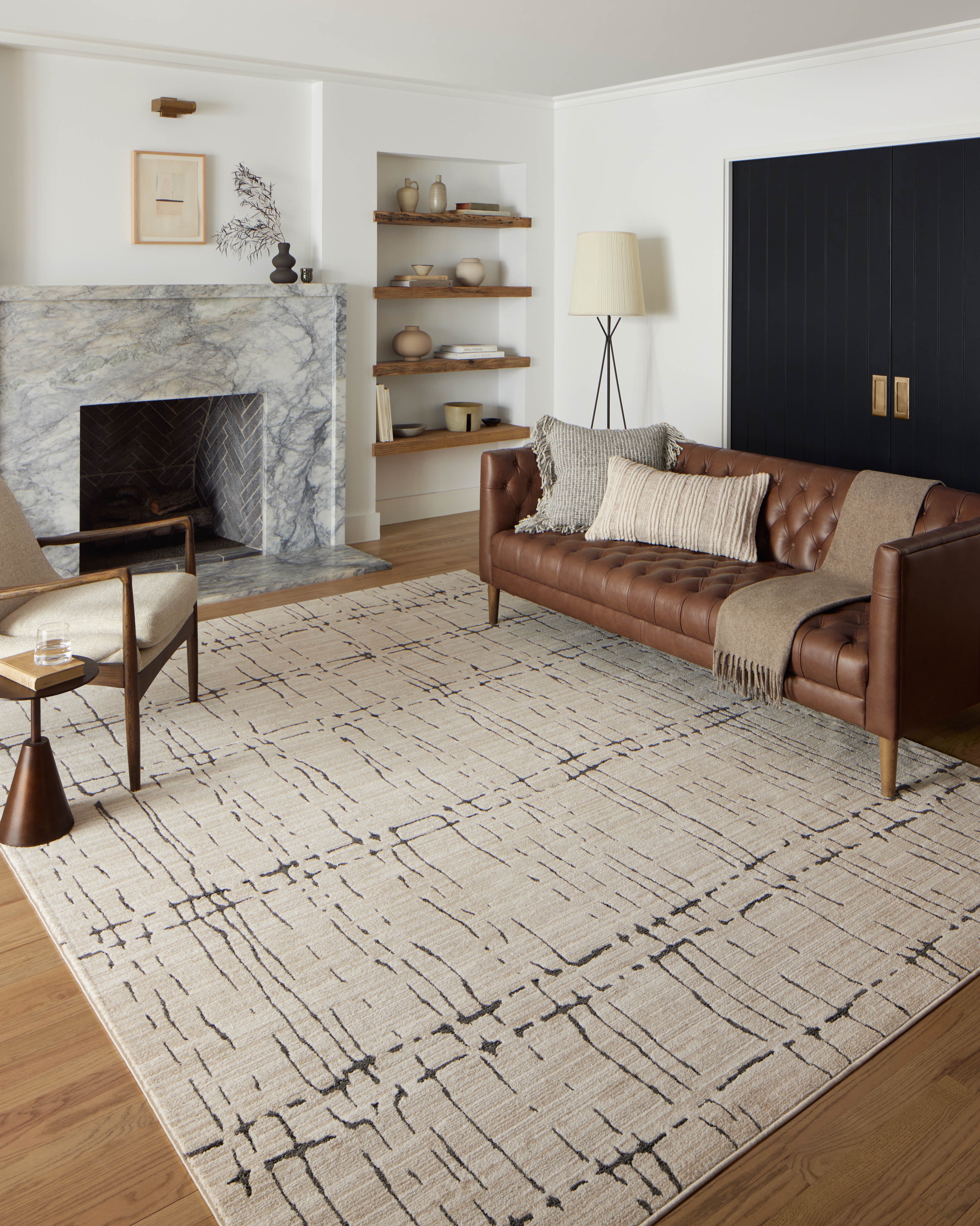 Darby Gray and Sand Hand-Knotted Synthetic Rectangular Rug, 9'-2" x 13'