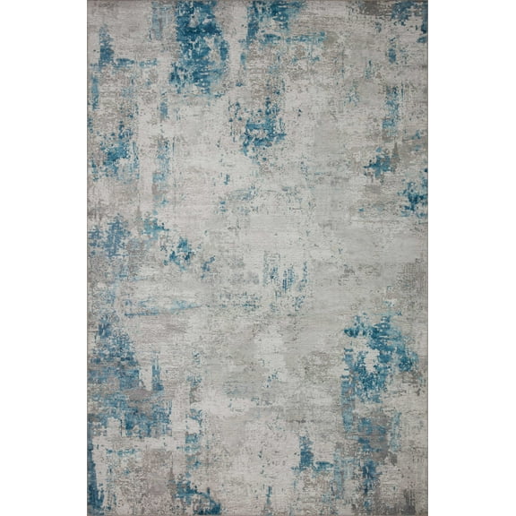 Loloi II Drift DRI-01 Pebble / Ocean Abstract Area Rug 18" x 18" Sample