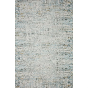 Loloi II Drift DRI-03 Ivory / Sky Abstract Area Rug 18" x 18" Sample