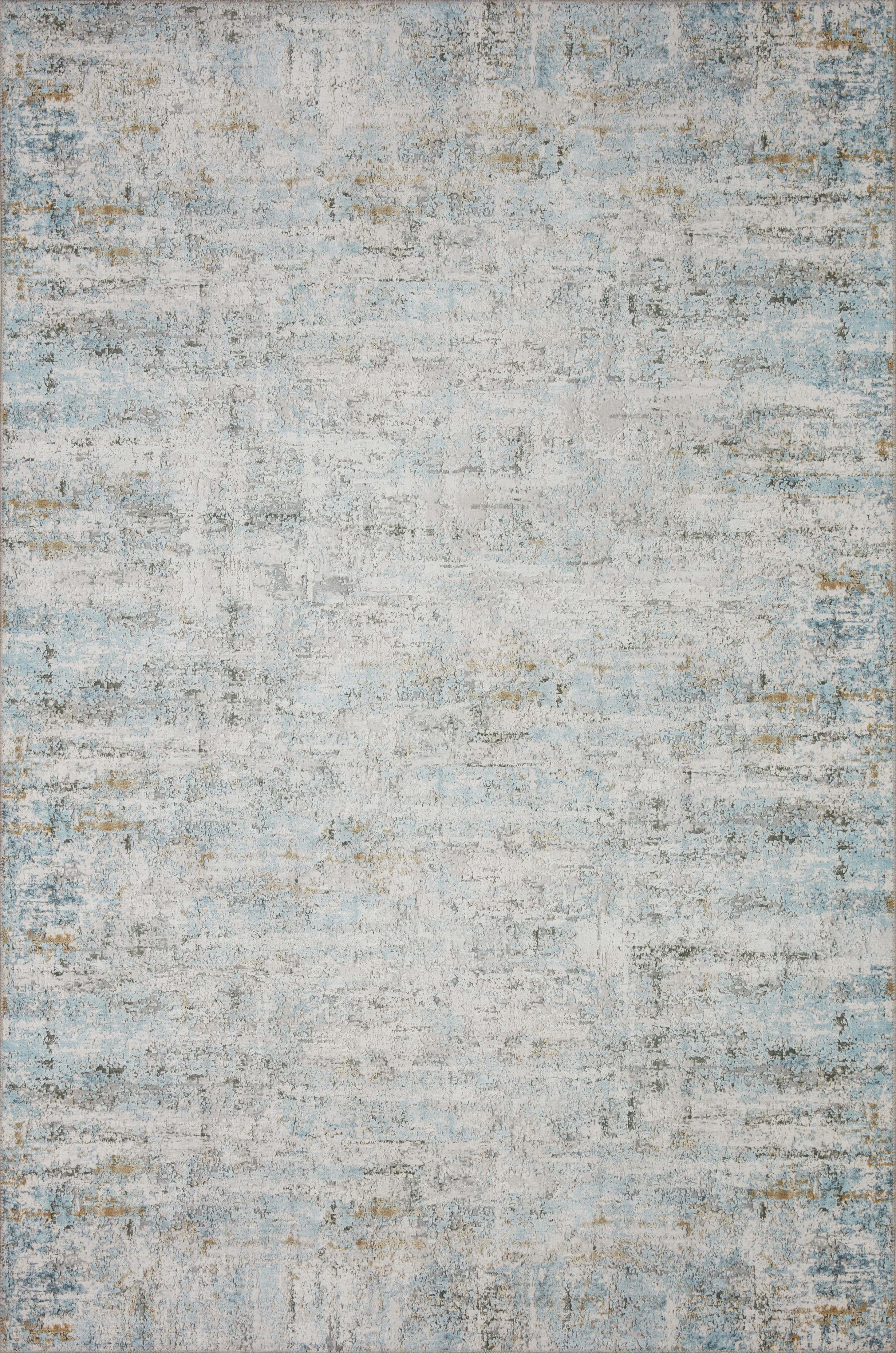 Ivory and Sky Abstract Square Hand-knotted Rug Sample