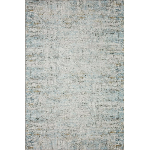 Loloi II Drift DRI-03 Ivory / Sky Abstract Area Rug 18" x 18" Sample