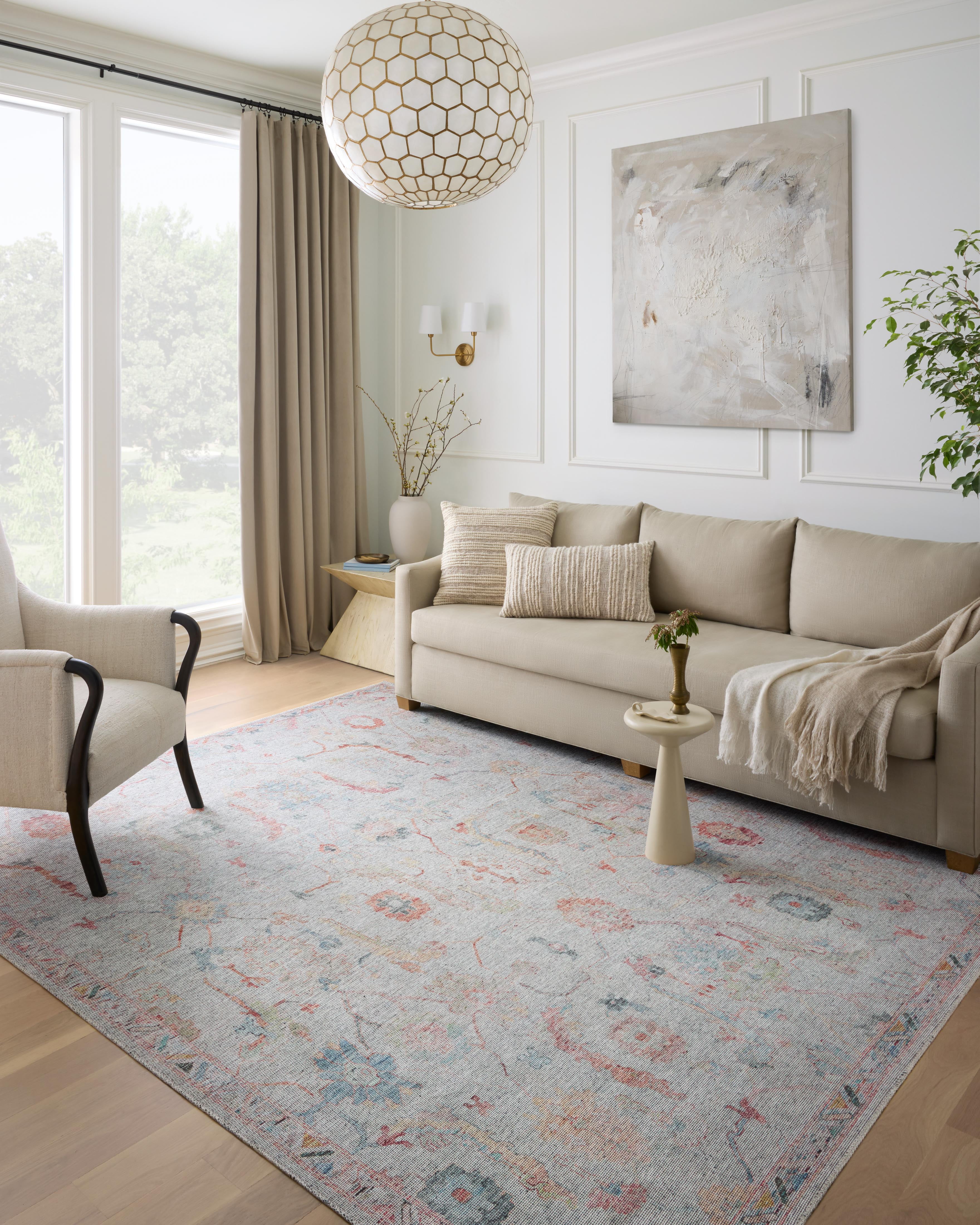 Elysium Faded Floral Blue Synthetic 7'-6" x 9'-6" Area Rug