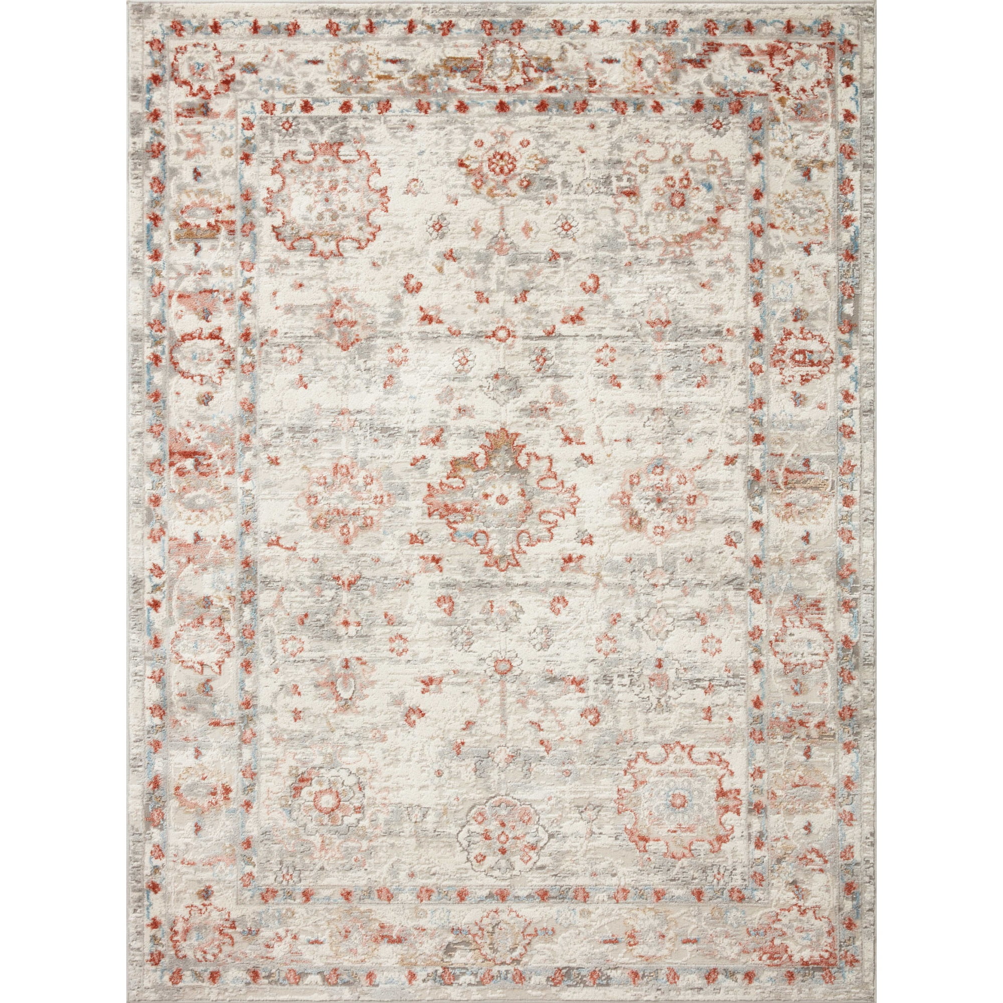 Ivory and Rust Oriental Runner Rug 2'-7" x 8'-0"