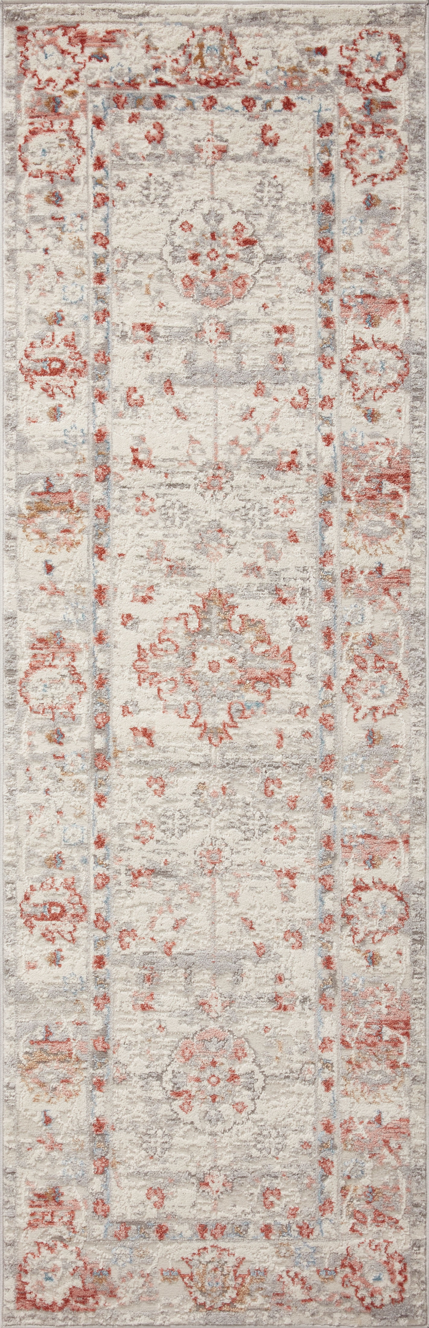 Ivory and Rust Oriental Runner Rug 2'-7" x 8'-0"