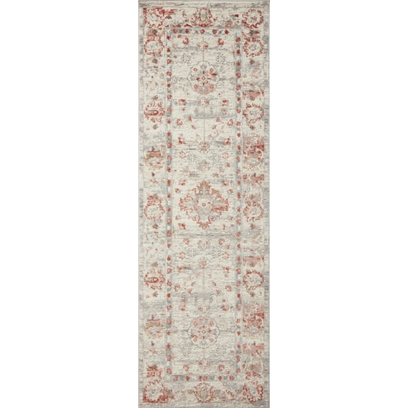 Loloi Estelle Collection EST-01 Ivory / Rust Oriental Area Rug 2'-7" x 8'-0"