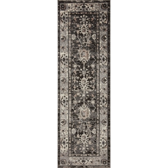 Loloi Estelle Collection EST-02 Charcoal / Grey Oriental Area Rug 2'-7" x 10'-0"