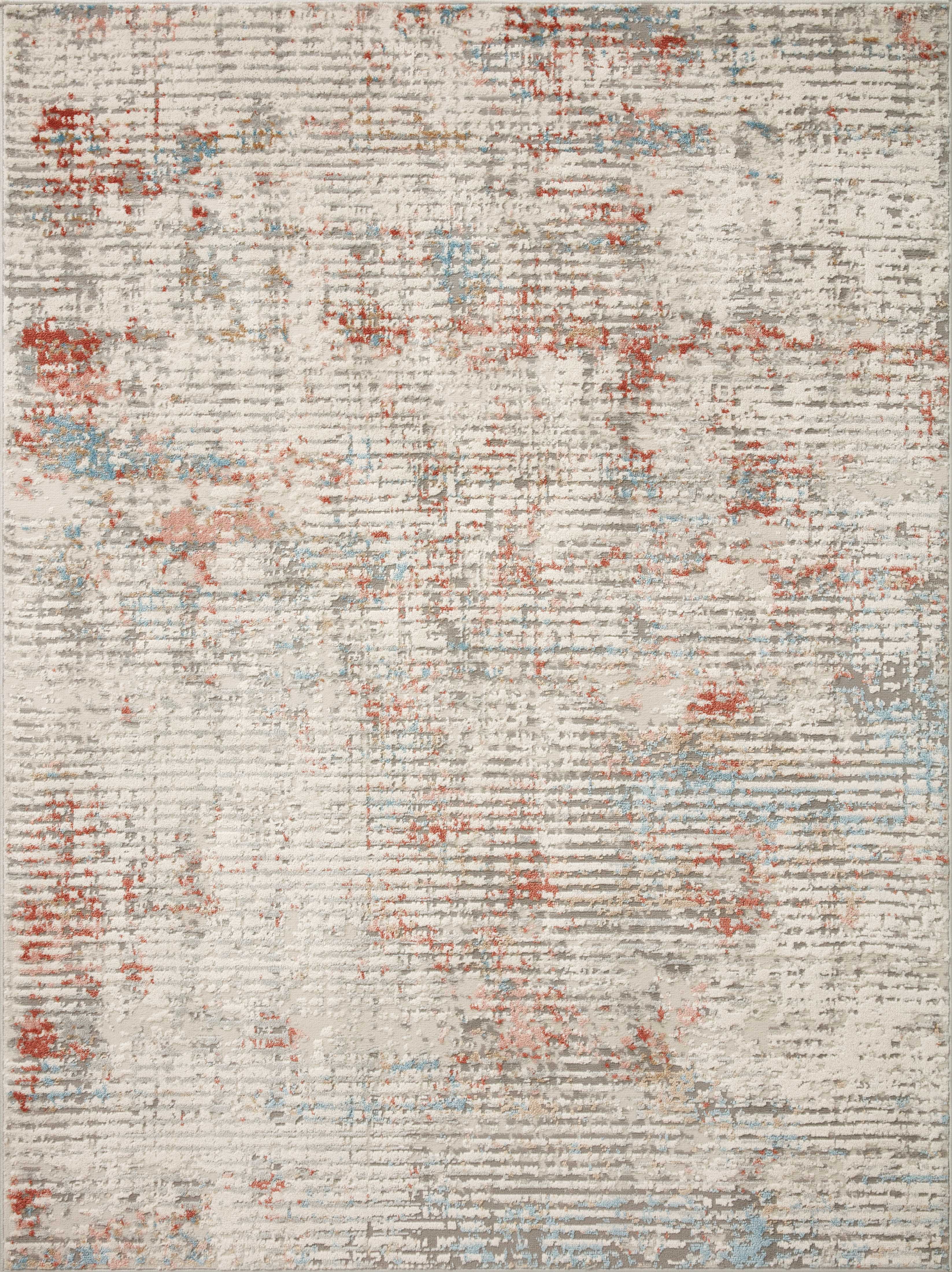 Ivory and Multicolor Abstract Wool Area Rug 6'-7" x 9'-10"