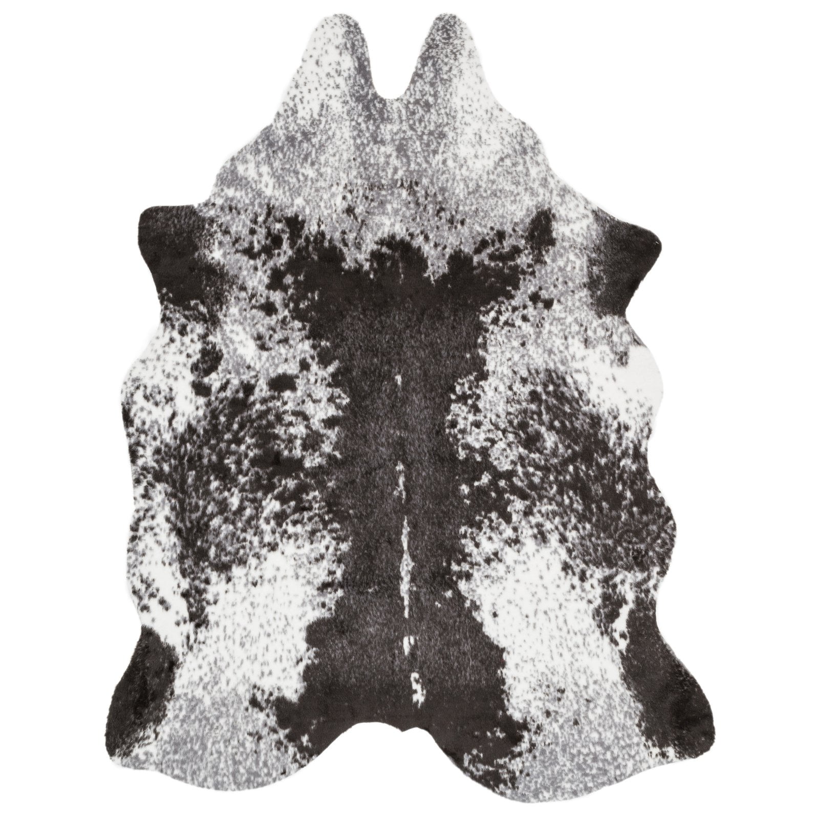 Ivory and Charcoal Faux Cowhide Rectangular Accent Rug