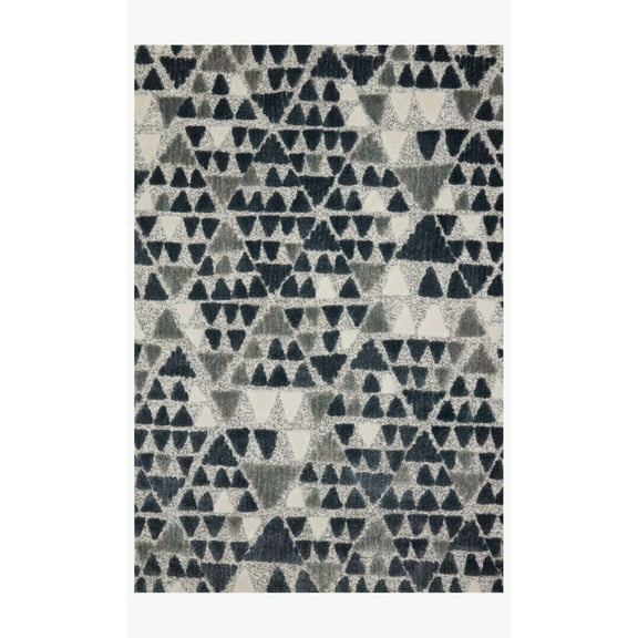 Loloi II Hagen HAG-06 Slate / Denim Geometric Area Rug 18" x 18" Sample Swatch