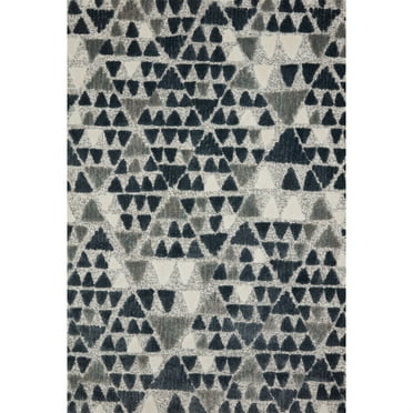 Loloi II Hagen HAG-06 Slate / Denim Geometric Area Rug 18" x 18" Sample Swatch