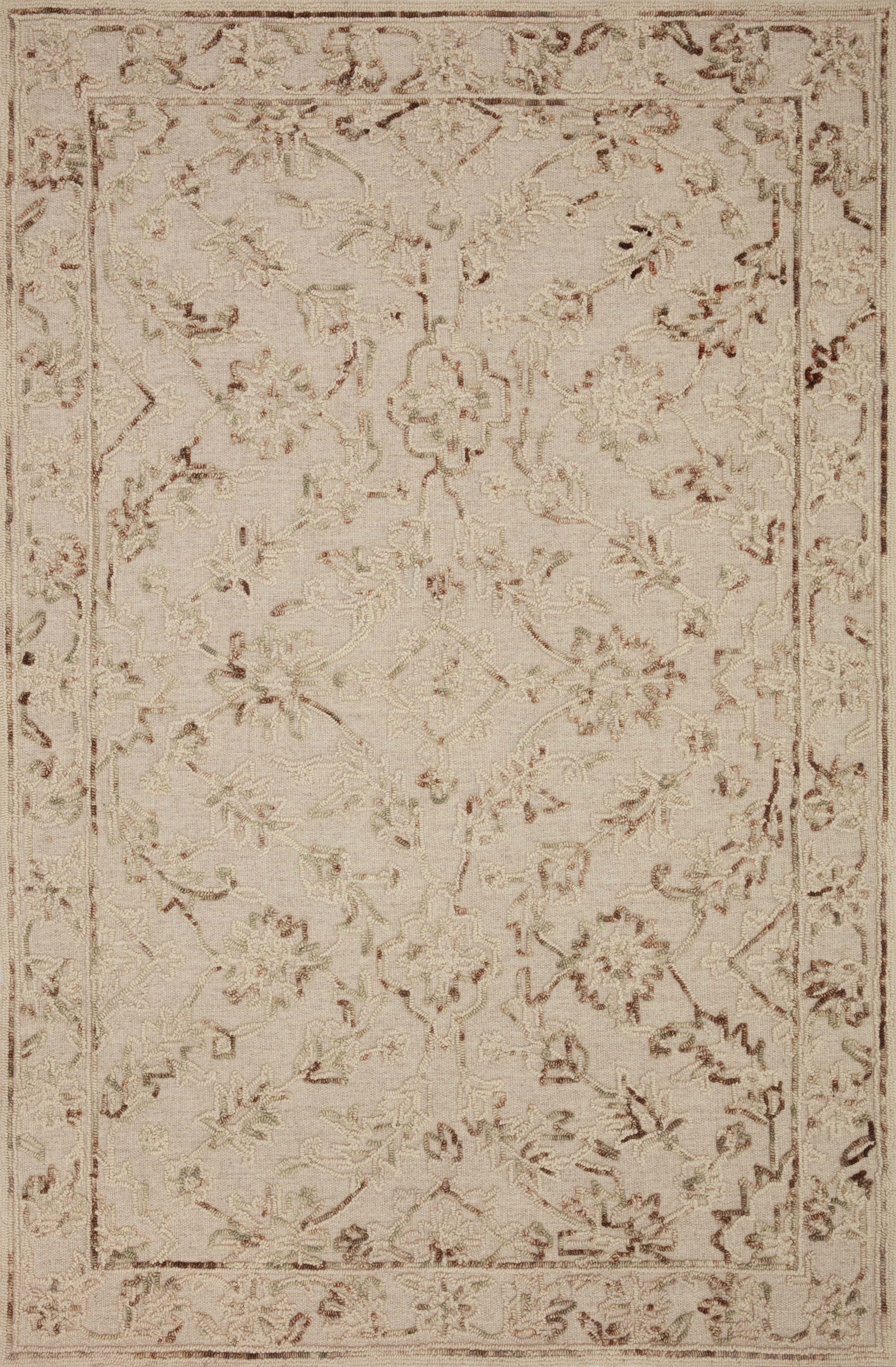 Ivory and Sage Rectangular Wool Area Rug 9'-3" x 13'