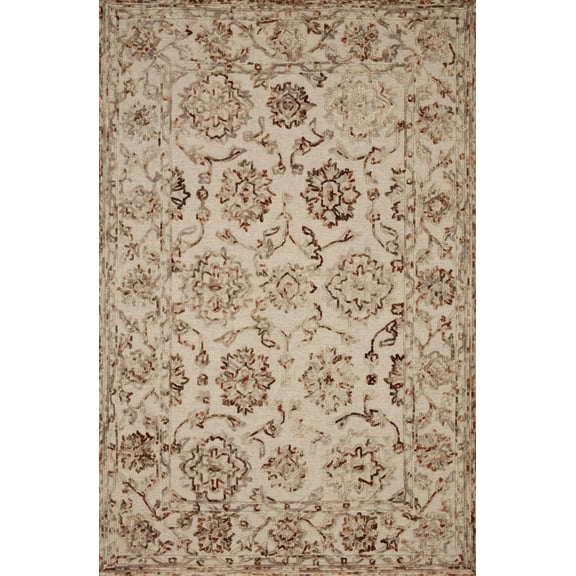Loloi II Halle HAE-03 Floral Taupe / Rust Area Rug 18" x 18" Sample