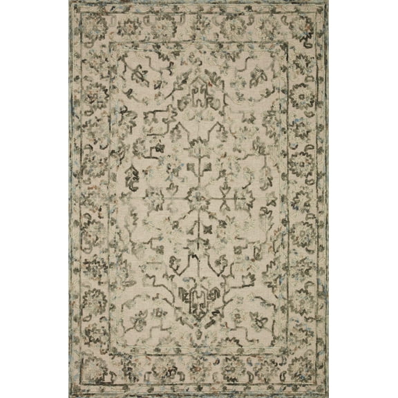 Loloi Halle HAE-05 Floral Grey / Sky Area Rug 18" x 18" Sample