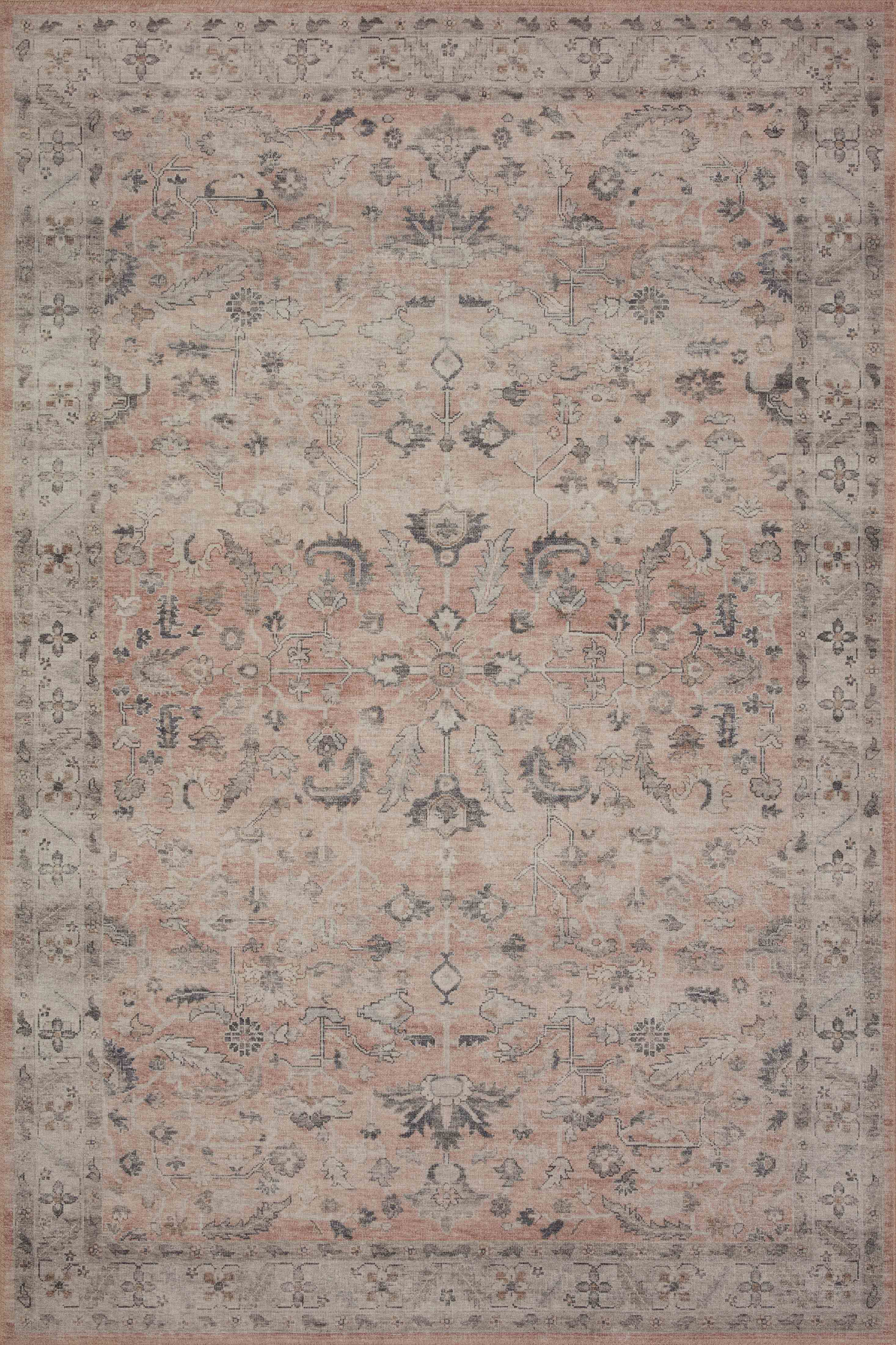Ivory and Blush Oriental Synthetic 4' x 6' Reversible Rug