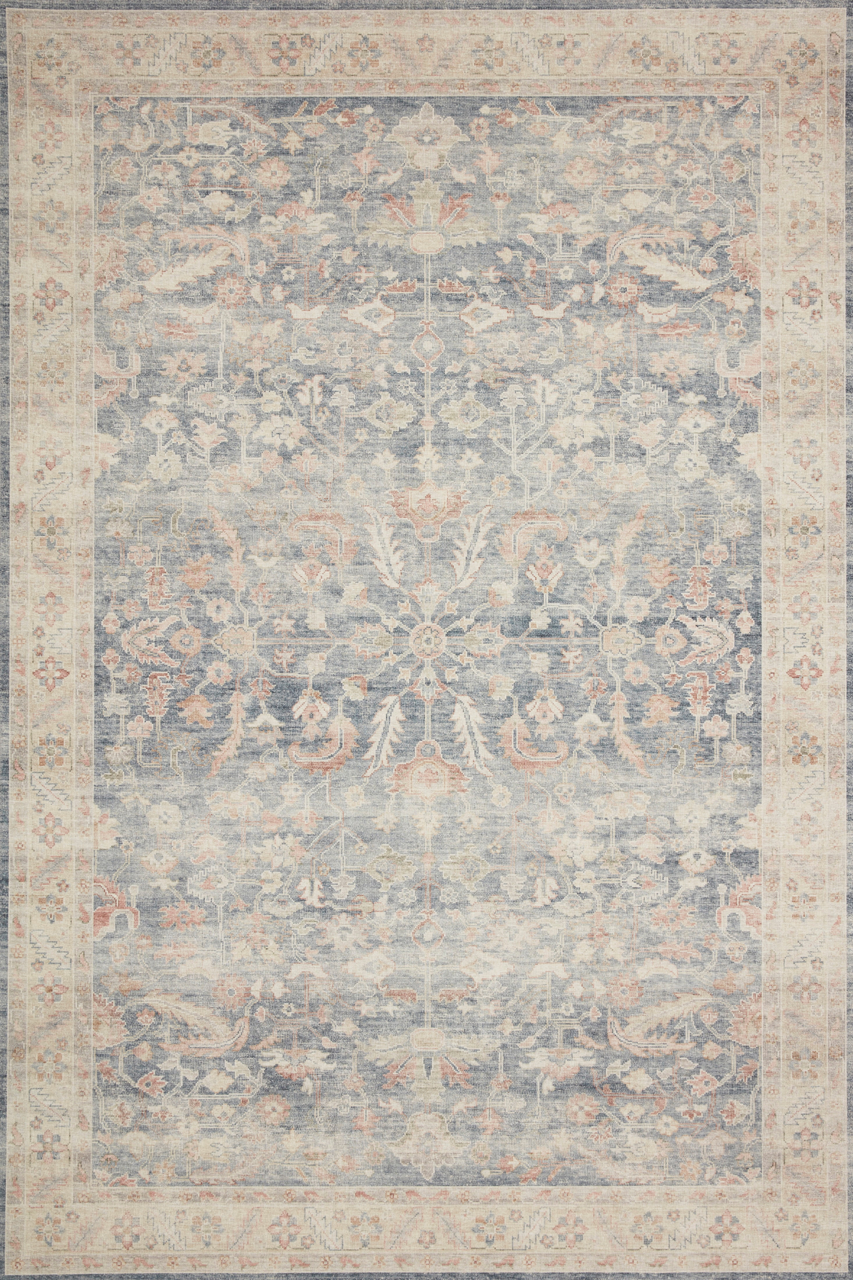 Hathaway Blue and Beige Synthetic Oriental Area Rug