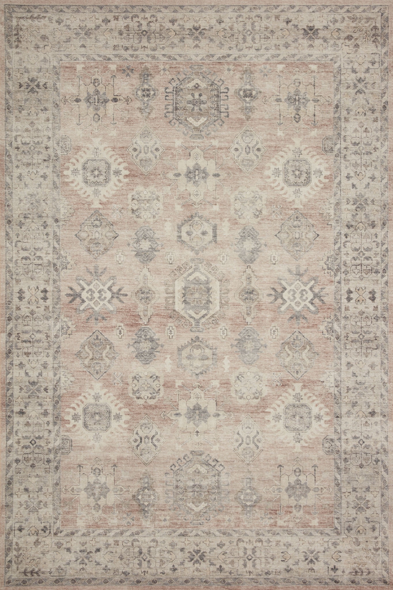 Gray and Beige Rectangular Synthetic 5' x 7' Area Rug