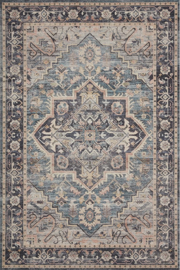 Hathaway Printed Oriental Navy / Multi Area Rug