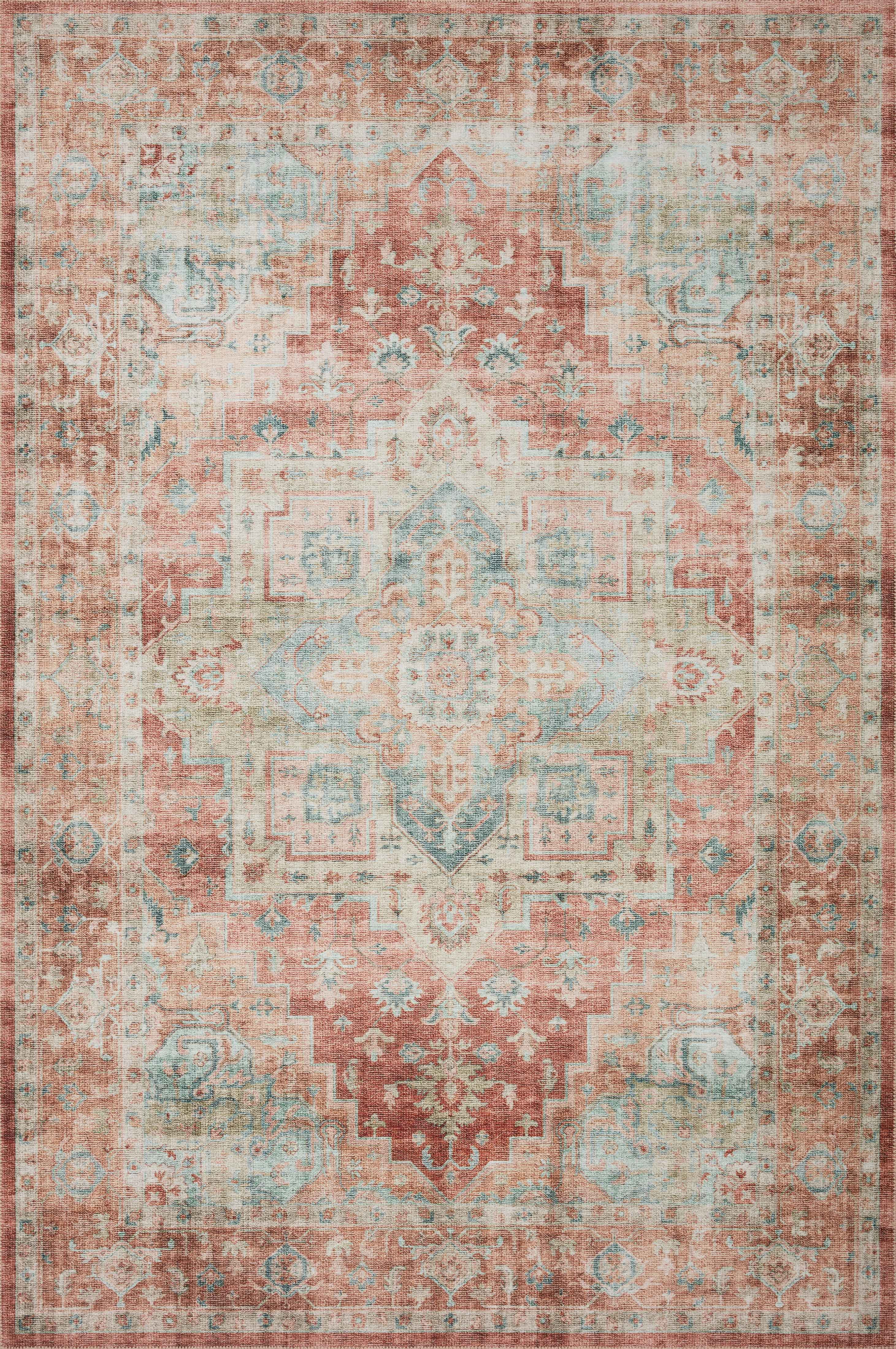 Loloi Heidi Collection HEI-01 Terracotta / Aqua, Oriental Area Rug 2'-0" x 5'-0"