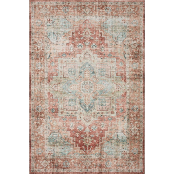 Loloi Heidi Collection HEI-01 Terracotta / Aqua, Oriental Area Rug 2'-3" x 3'-9"