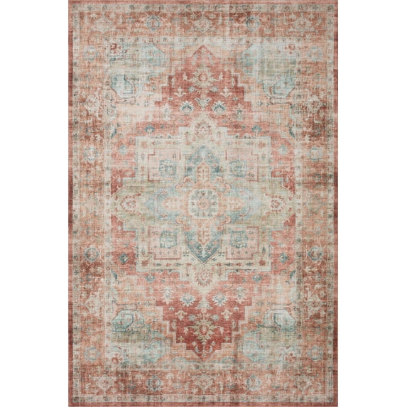 Loloi Heidi Collection HEI-01 Terracotta / Aqua, Oriental Area Rug 7'-6" x 9'-6"