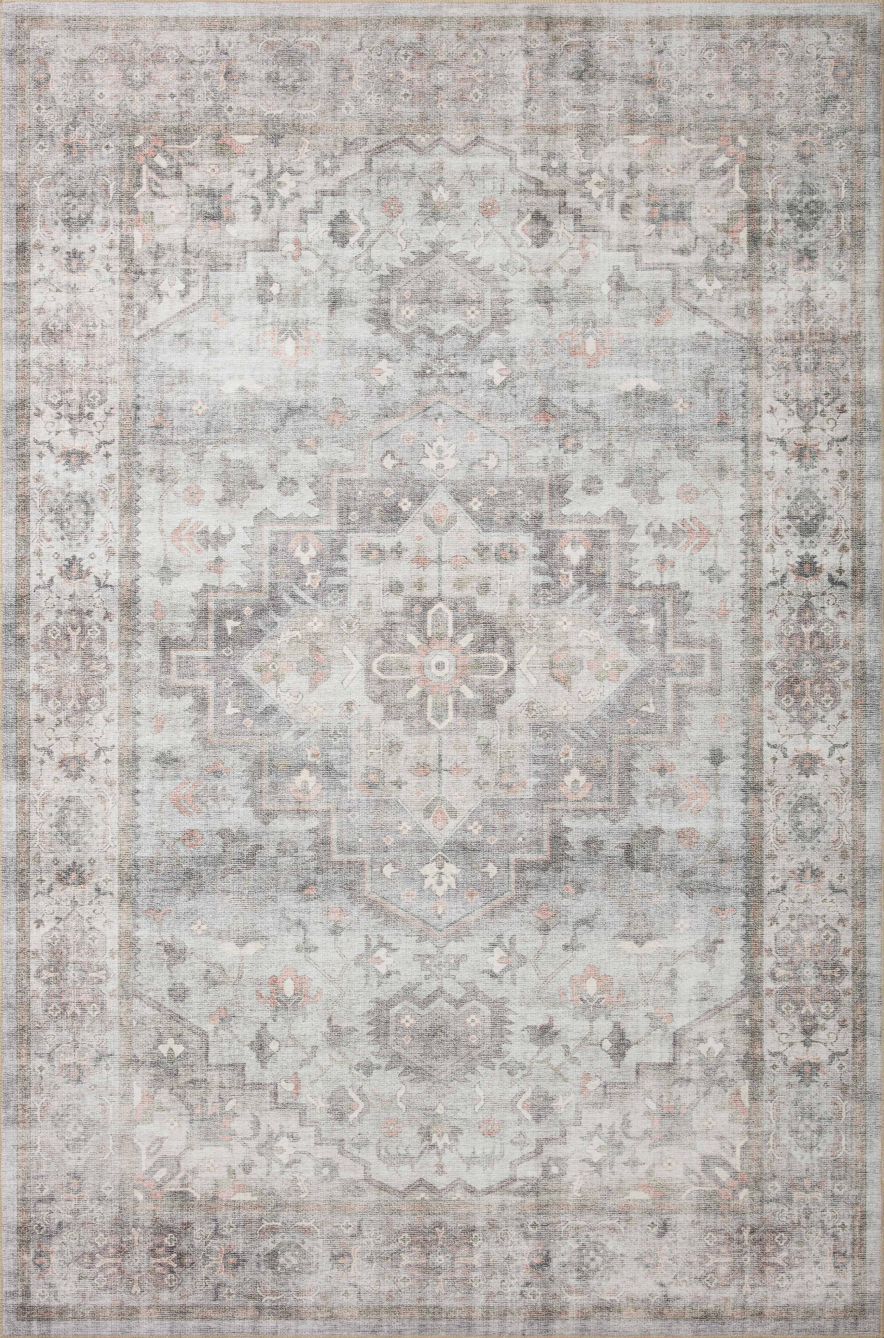 Loloi Heidi Collection HEI-02 Dove / Blush, Oriental Area Rug 18" x 18" Sample Swatch