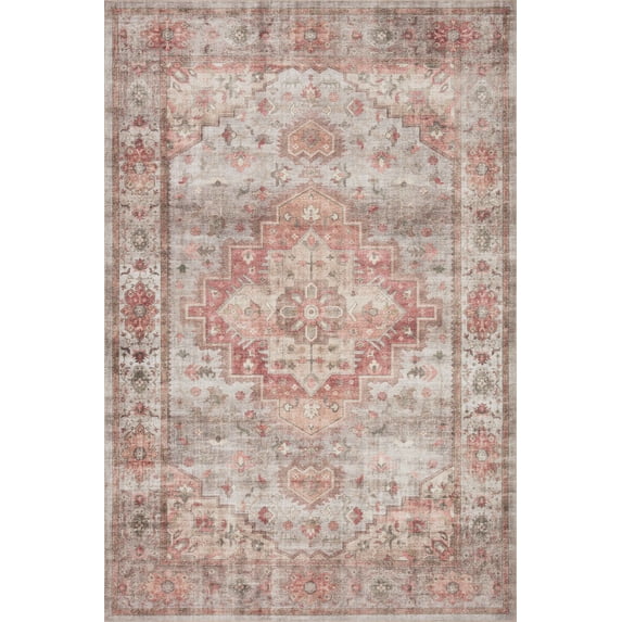 Loloi Heidi Collection HEI-02 Dove / Spice, Oriental Area Rug 7'-6" x 7'-6" Round