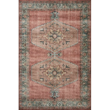 Loloi II Heidi Collection HEI-05 Spice / Aqua, Area Rug 5'-0" x 7'-6"