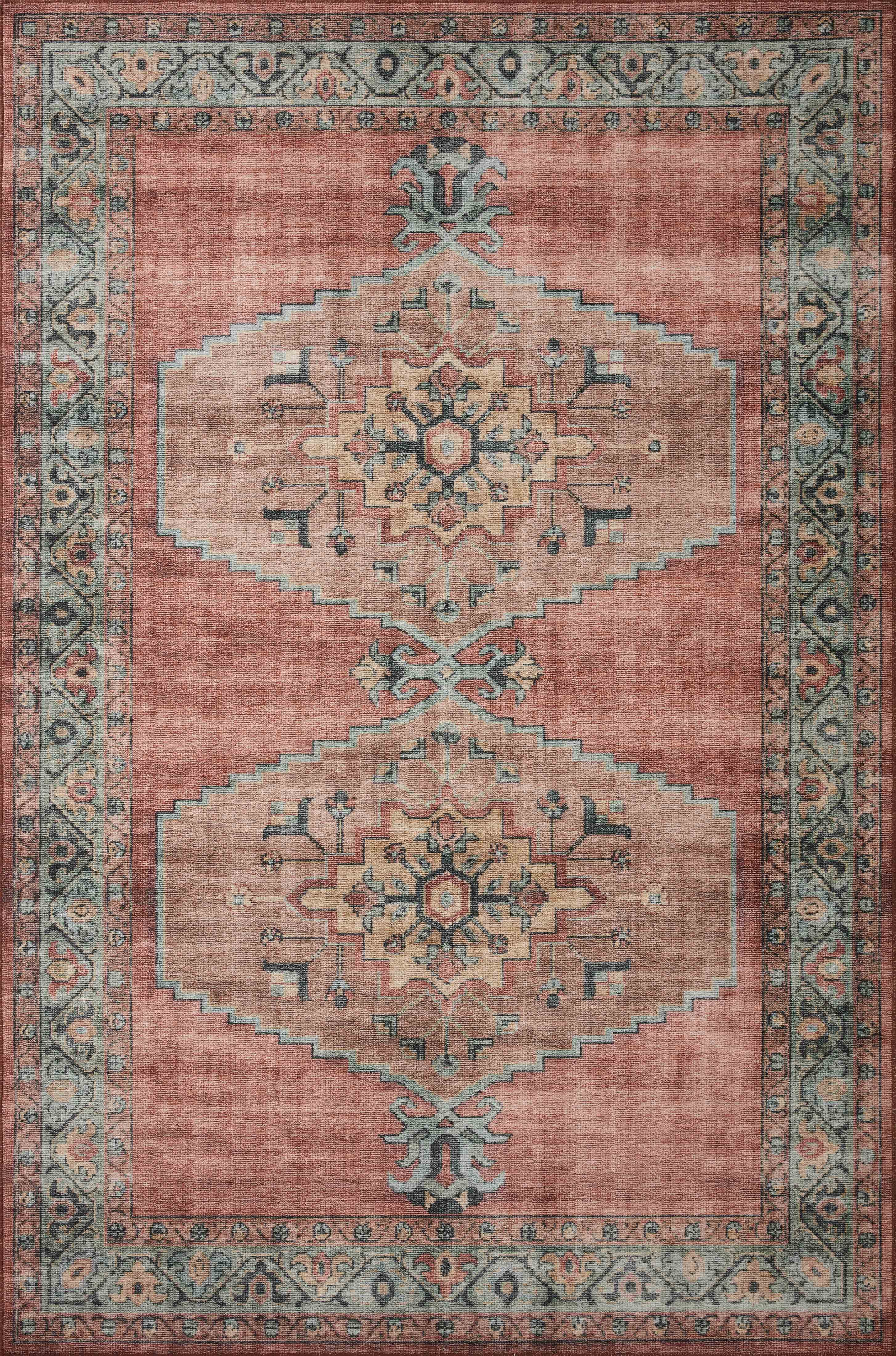 Loloi Heidi Collection HEI-05 Spice / Aqua, Area Rug 7'-6" x 7'-6" Round