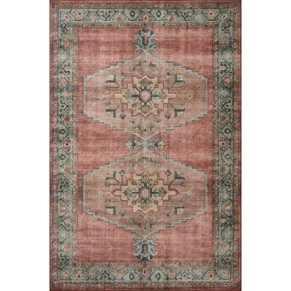 Loloi Heidi Collection HEI-05 Spice / Aqua, Area Rug 8'-6" x 11'-6"