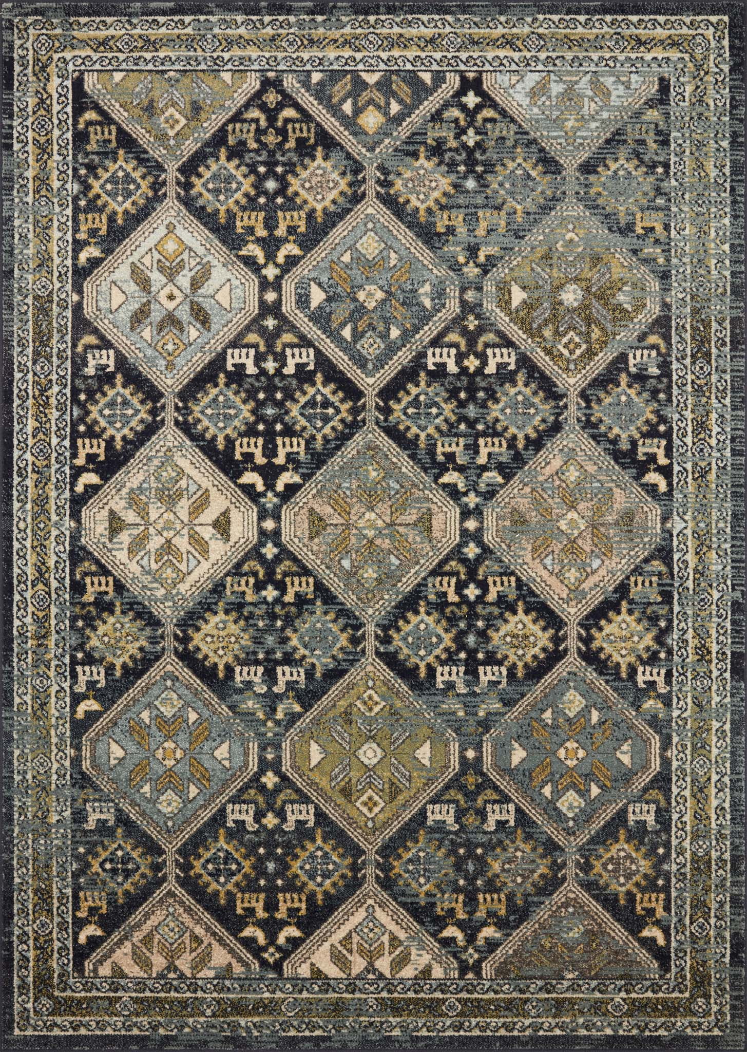 Oriental Reversible Navy Blue Synthetic Runner Rug 27"x90"
