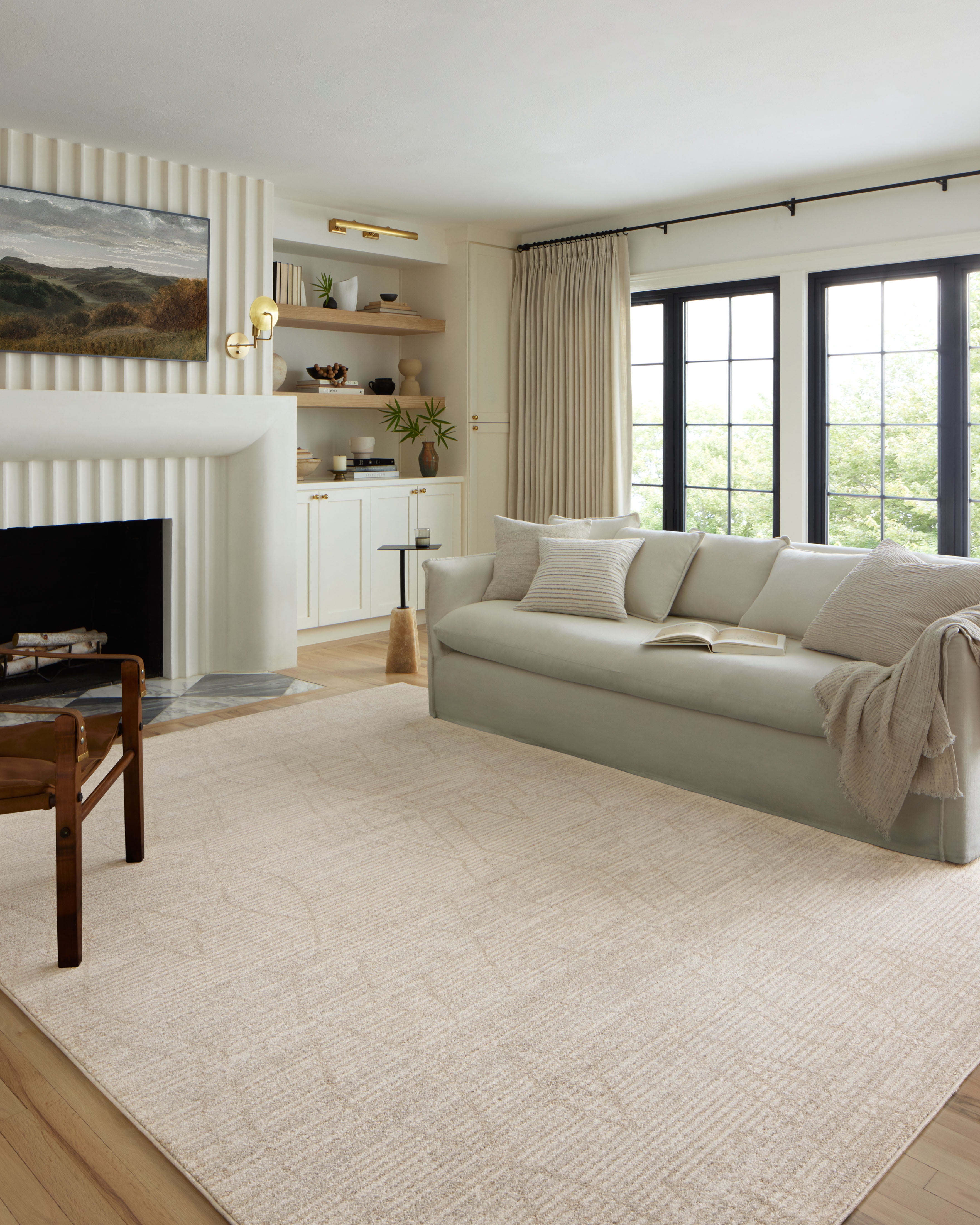 Kamala Natural Mist 5'-3" x 7'-9" Synthetic Stain-Resistant Area Rug
