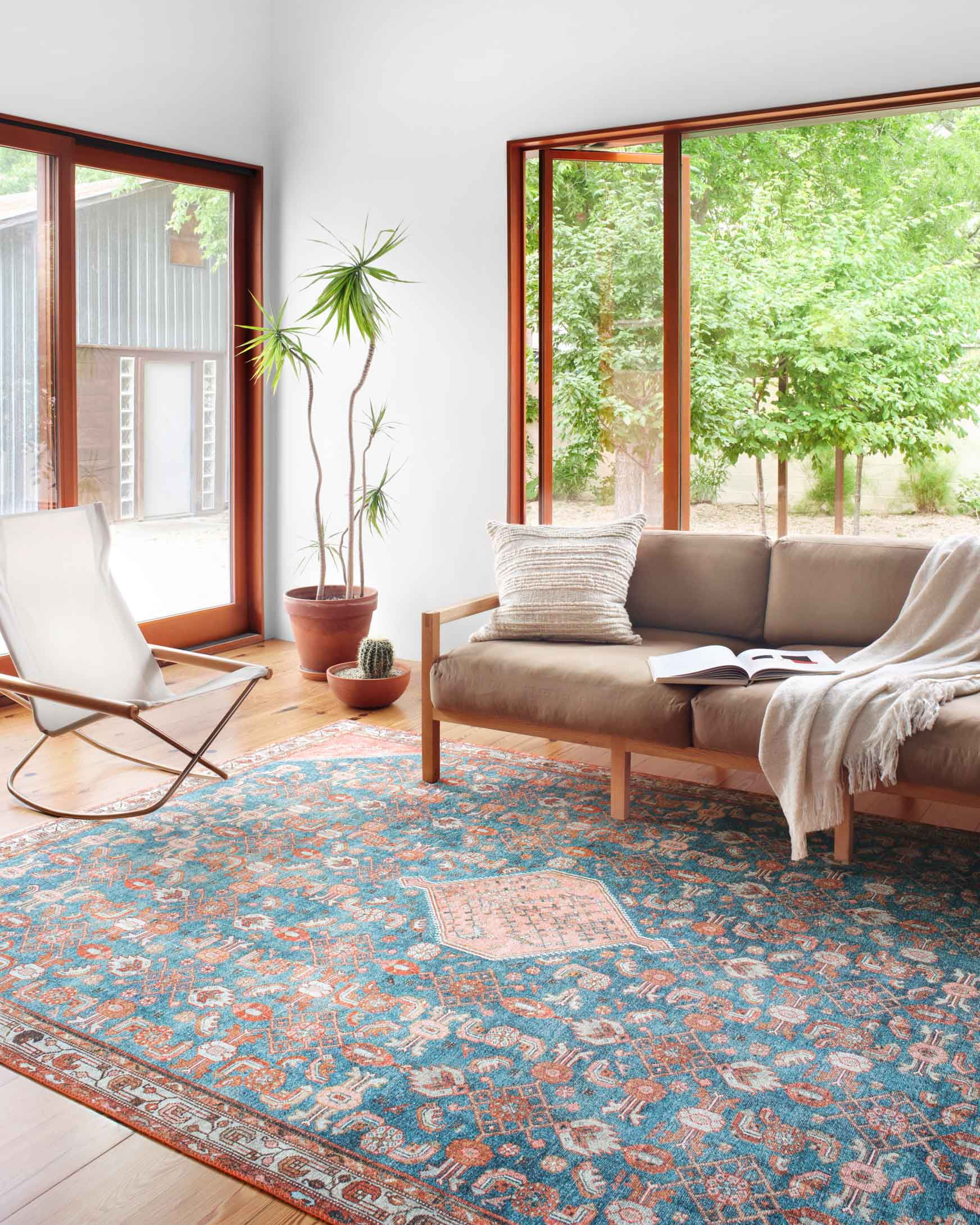 Loloi Layla LAY-10 Printed Marine / Clay Oriental Area Rug 18" x 18" Sample Swatch