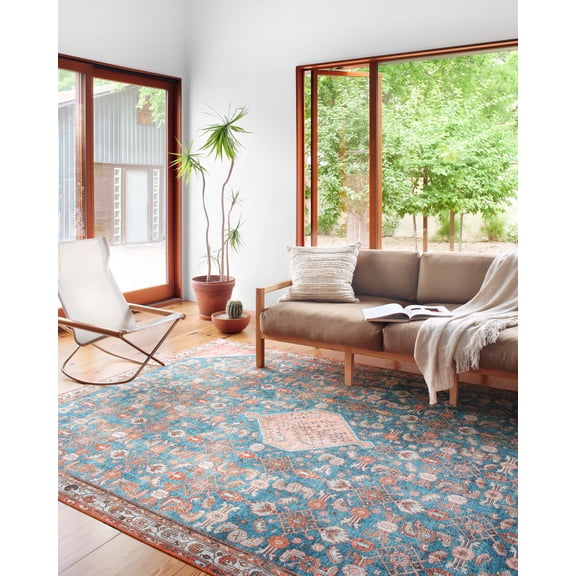 Loloi II Layla LAY-10 Printed Marine / Clay Oriental Area Rug 2'-3" x 3'-9"
