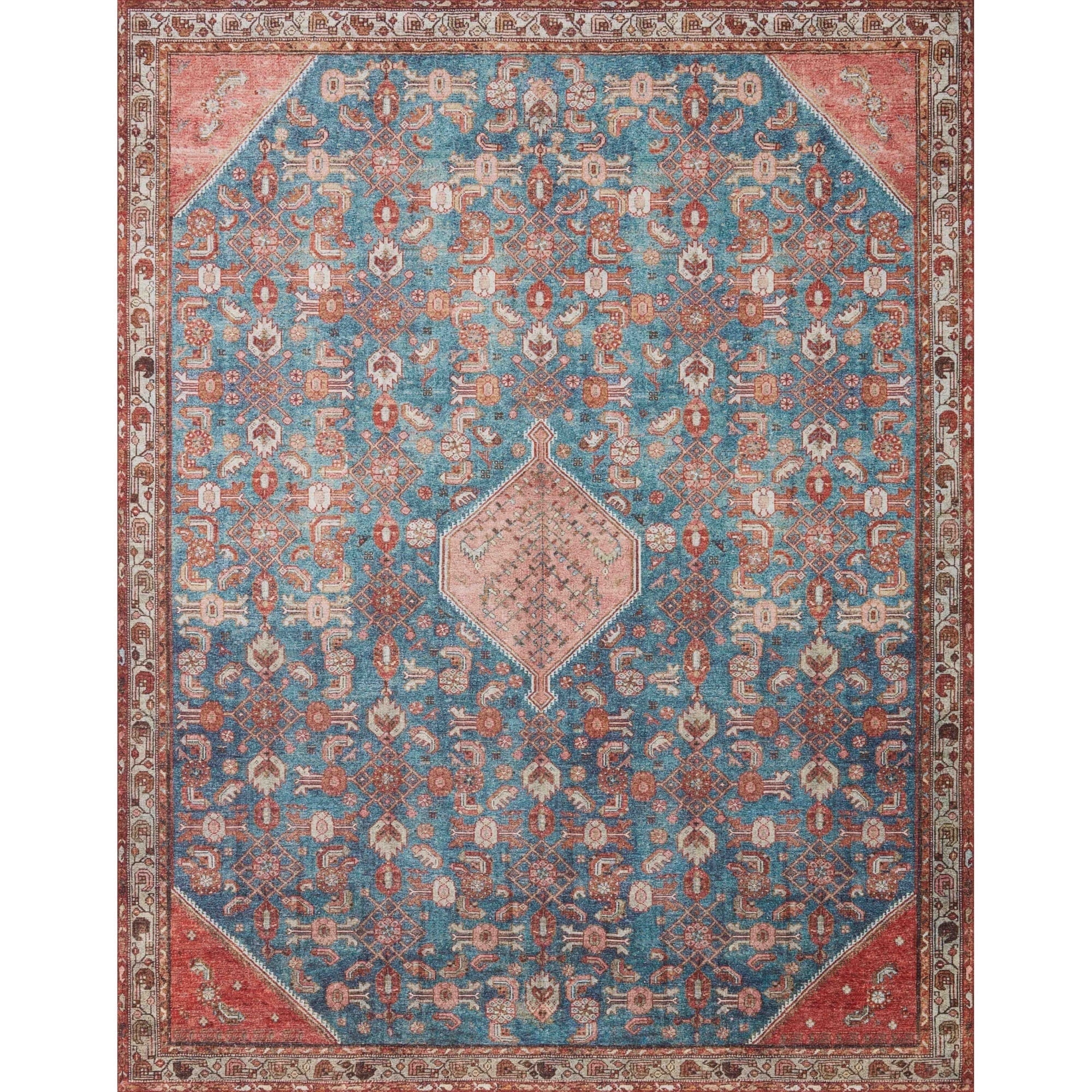 Loloi II Layla LAY-10 Printed Marine / Clay Oriental Area Rug 7'-6" x 9'-6"