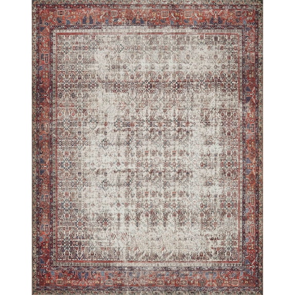 Loloi II Layla LAY-12 Printed Ivory / Brick Oriental Area Rug 2'-6" x 12'-0"